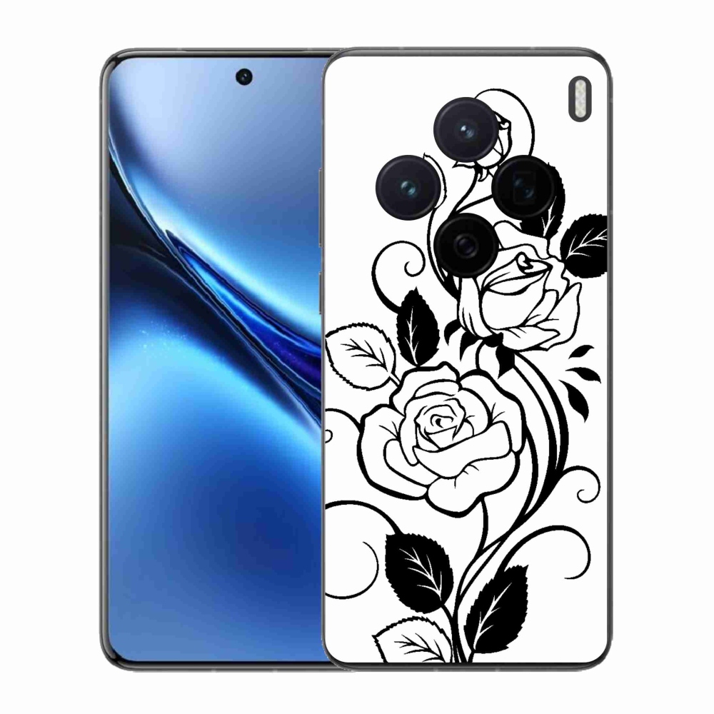 Zselés borítás mmCase a Vivo X200 5G készülékhez - fekete és fehér rózsa