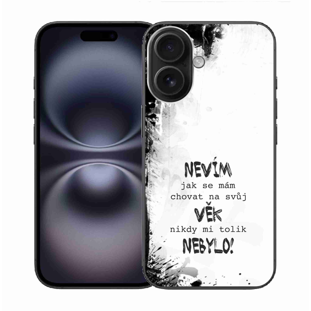 Gél borító mmCase iPhone 16 készülékhez - vicces szöveg 14 fehér háttér