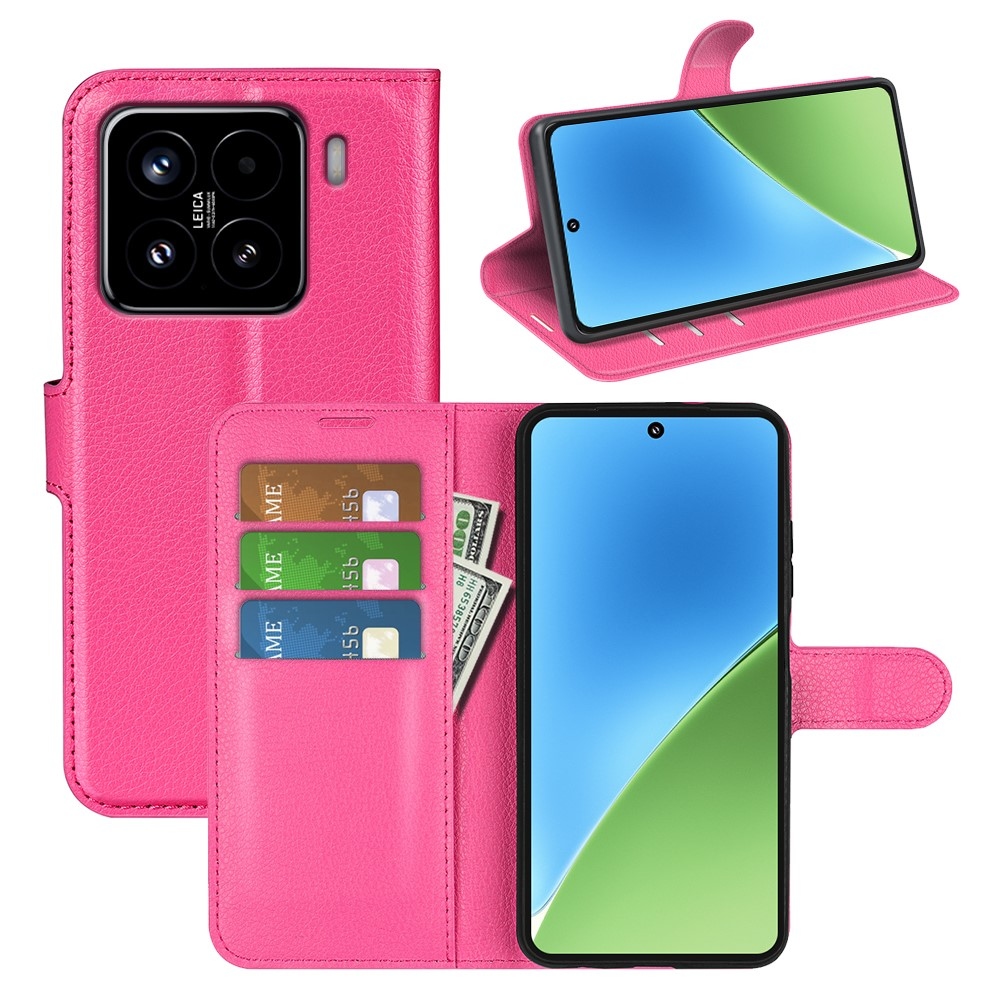 Litchi könyv tok Xiaomi 15 - rózsa