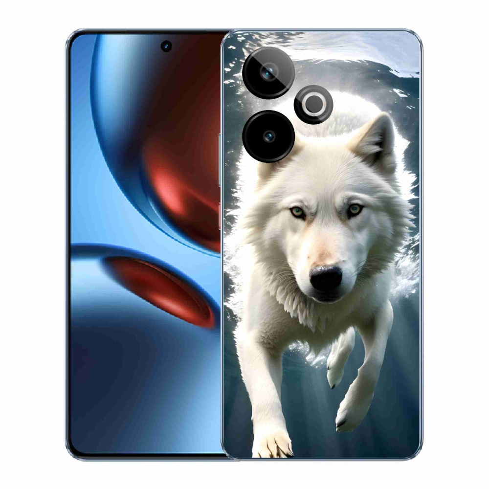 Rugalmas zselés tok mmCase képpel a Realme GT 7 5G/GT 7T 5G számára - fehér farkas