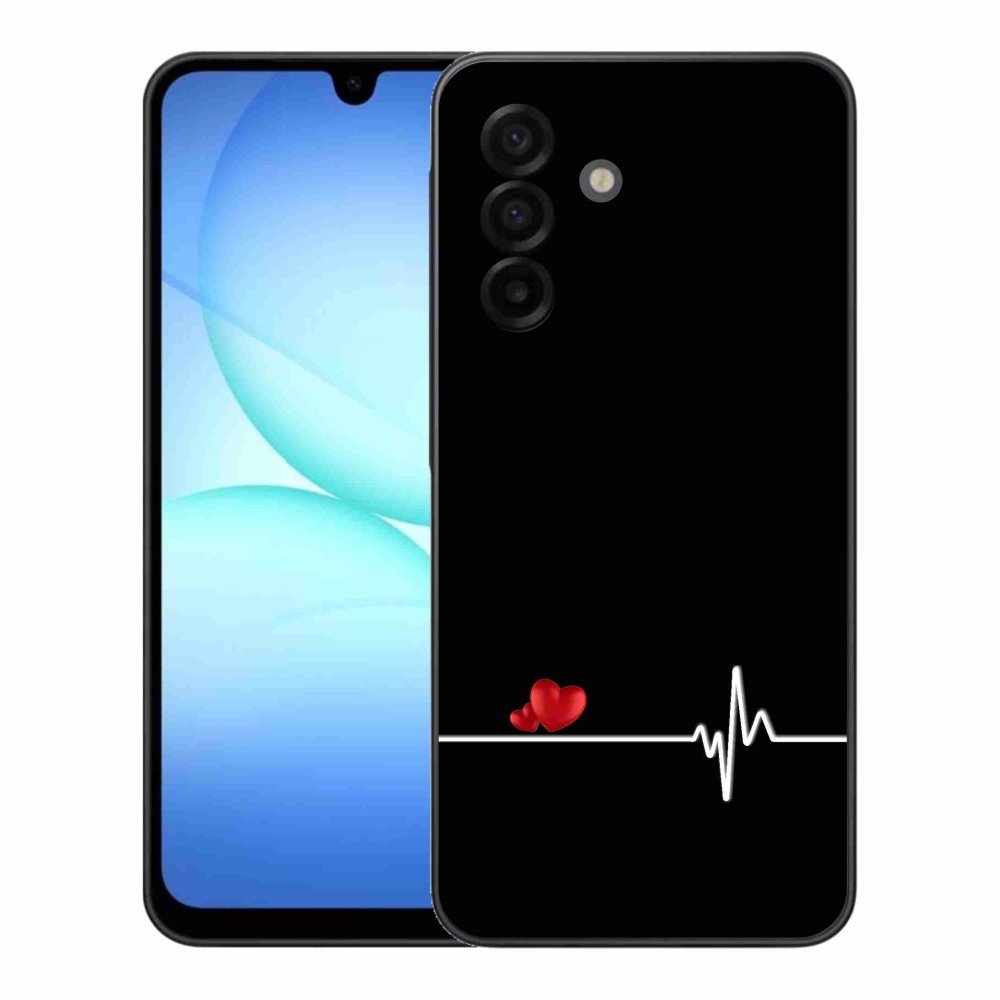 Gél borítás mmCase Samsung Galaxy A17 4G/5G - szív és szívverés fekete háttérrel