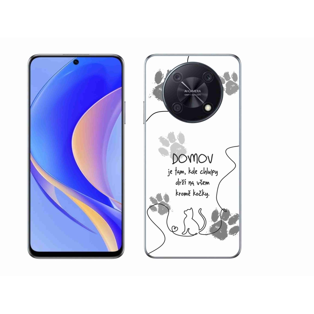 Gél borító mmCase a Huawei Nova Y90 készülékhez - macska motívum fehér háttérrel