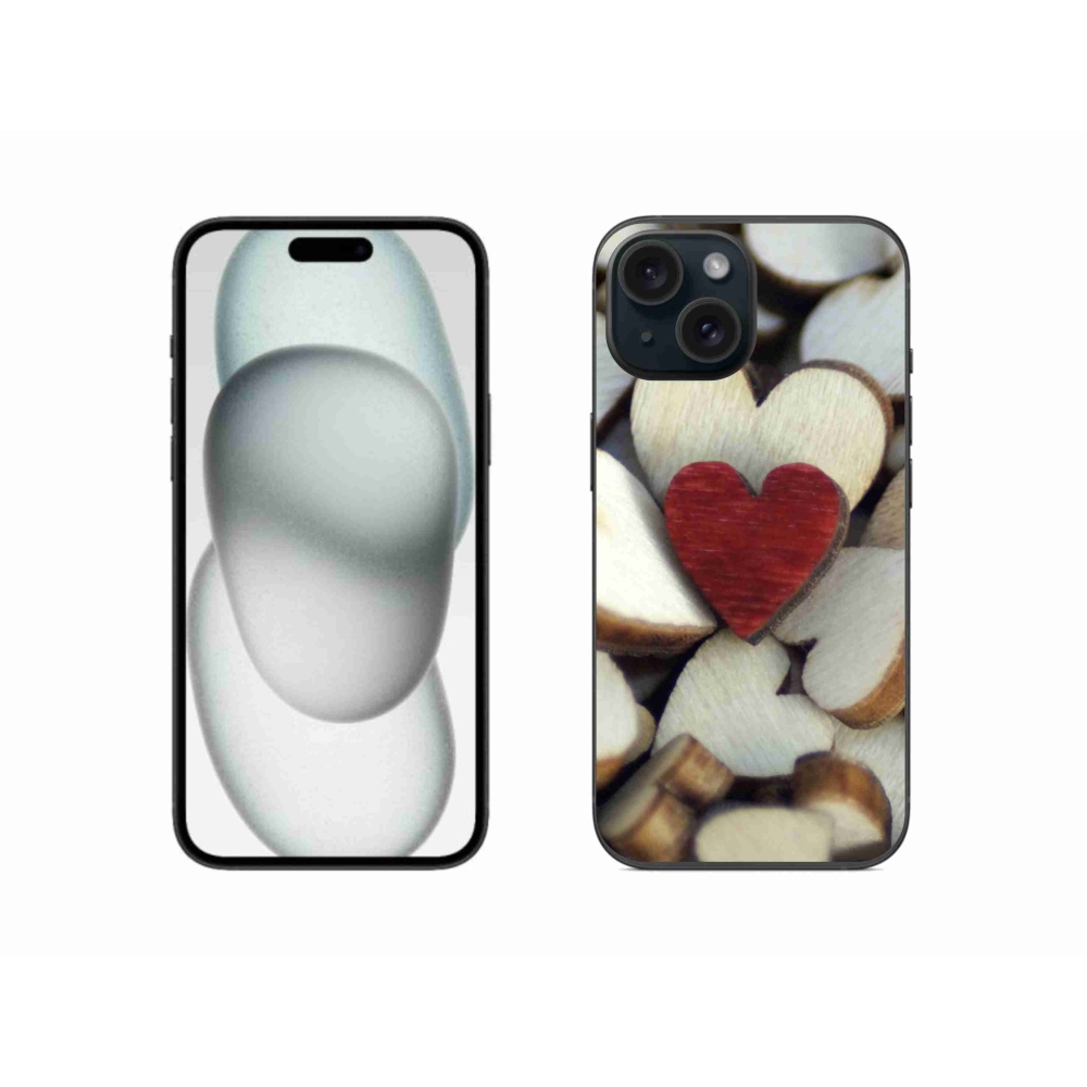 Gél borítás mmCase iPhone 15 készülékhez - gravírozott piros szív