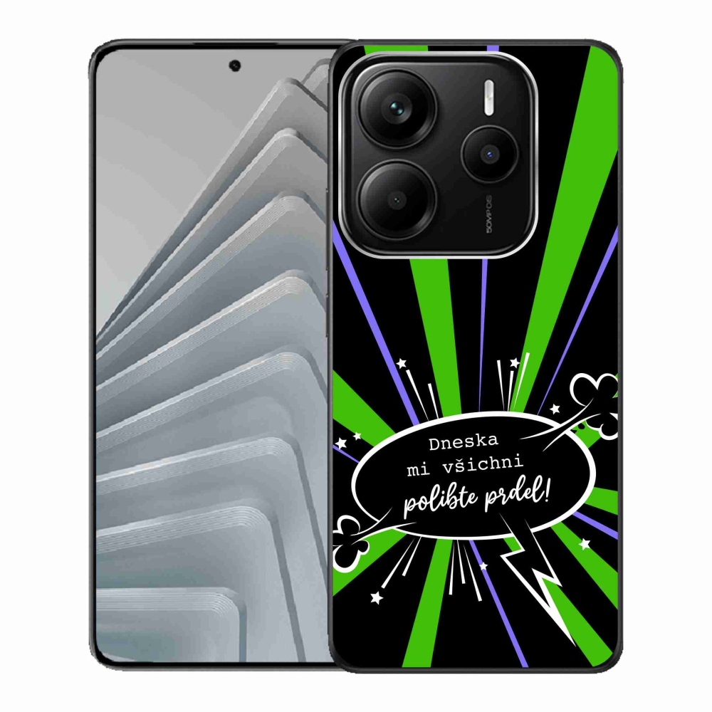 Gél borító mmCase a Xiaomi Redmi Note 14 5G-hez - vicces szöveg 15 fekete háttérrel