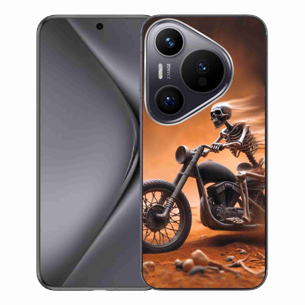 Gél borítás mmCase a Huawei Pura 70 Pro számára - csontváz egy motorkerékpáron