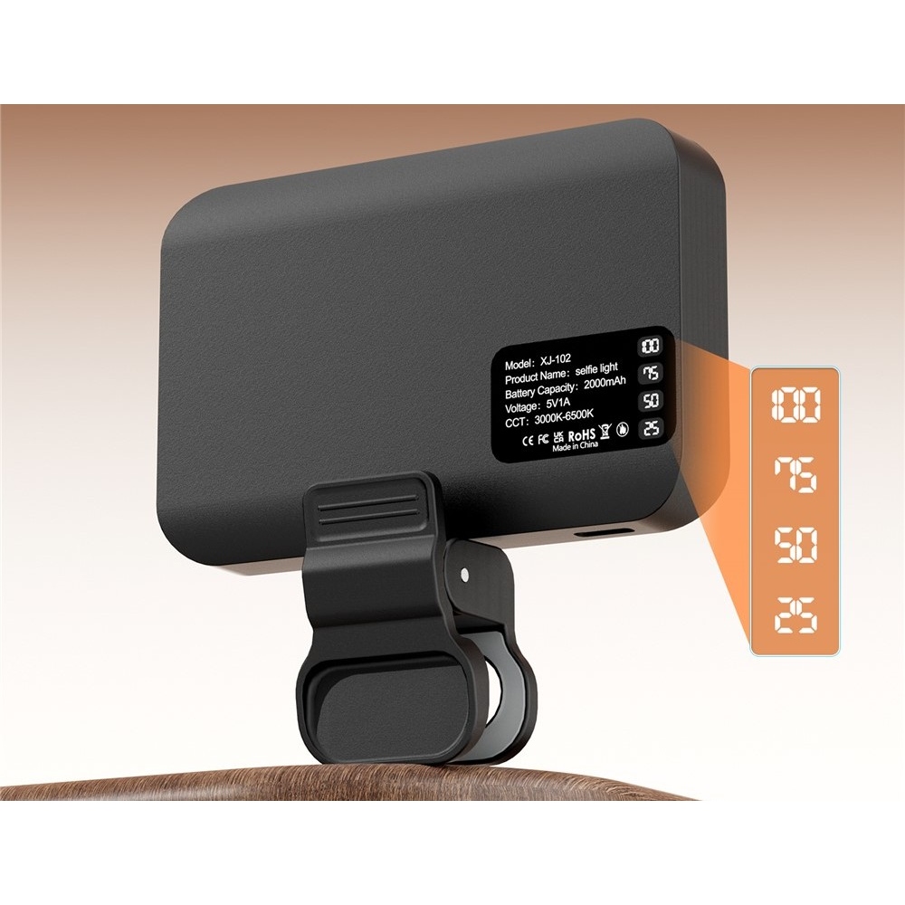 LED mobiltelefon-világítás csipesszel - rózsaszín