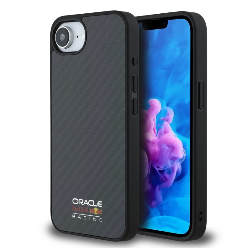 Red Bull Carbon fényes logóval ellátott MagSafe hátlap iPhone 16e készülékhez Fekete