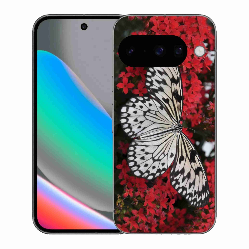 Zselés borítás mmCase a Google Pixel 10 számára - fekete-fehér pillangó 1