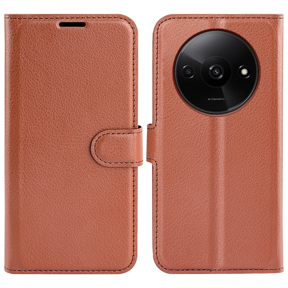 Litchi könyv tok Xiaomi Redmi A3-hoz - barna