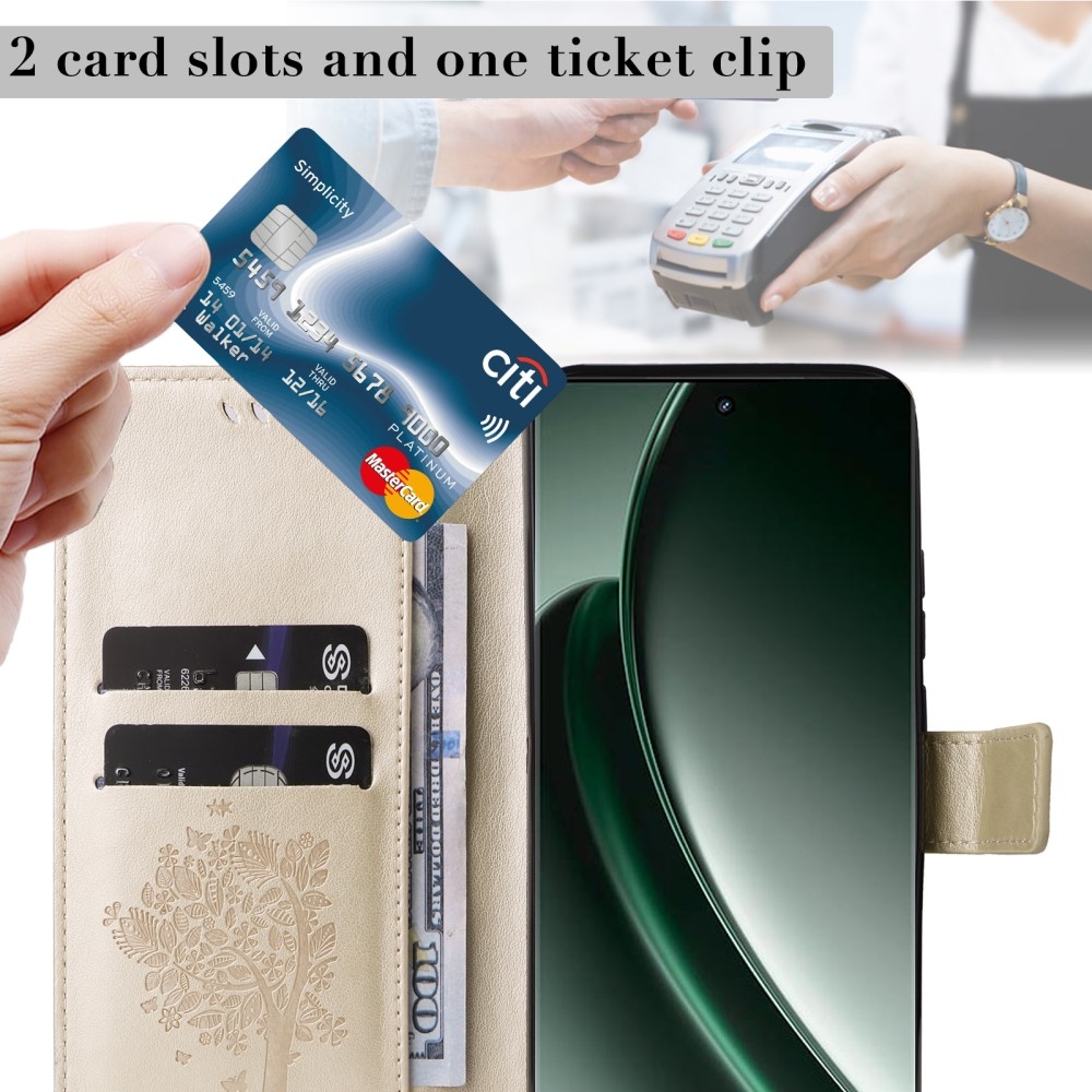 Fa könyvtáska a Realme GT 6 5G/GT 6T 5G számára - arany színben