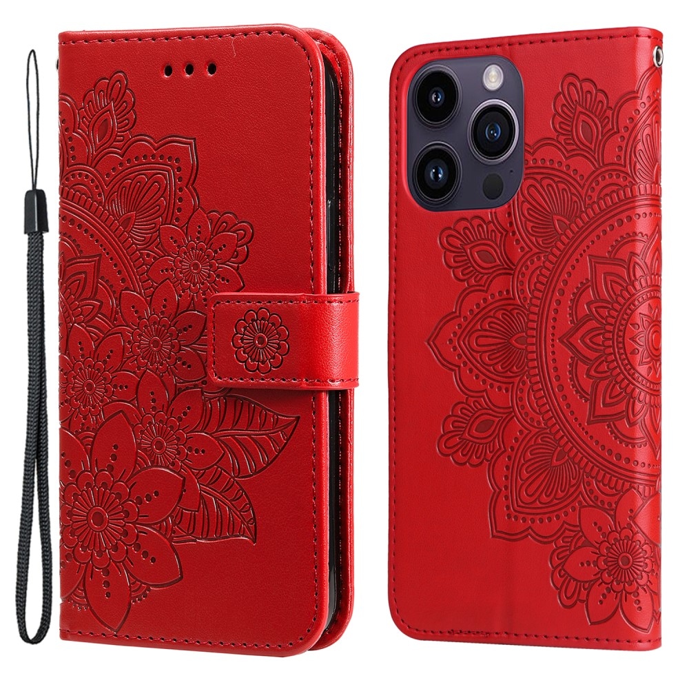 Mandala könyv tok iPhone 15 Pro készülékhez - piros