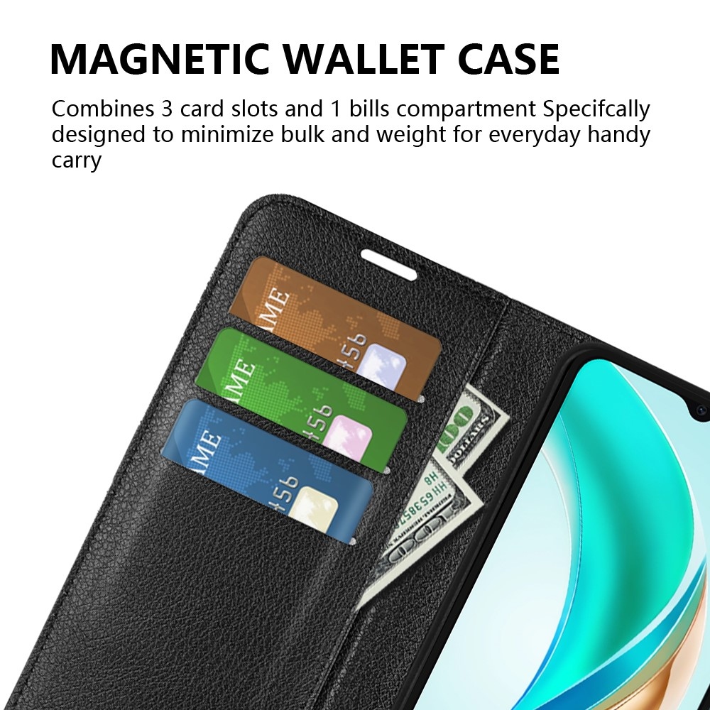 Litchi könyv tok a Honor X6b készülékhez - fekete