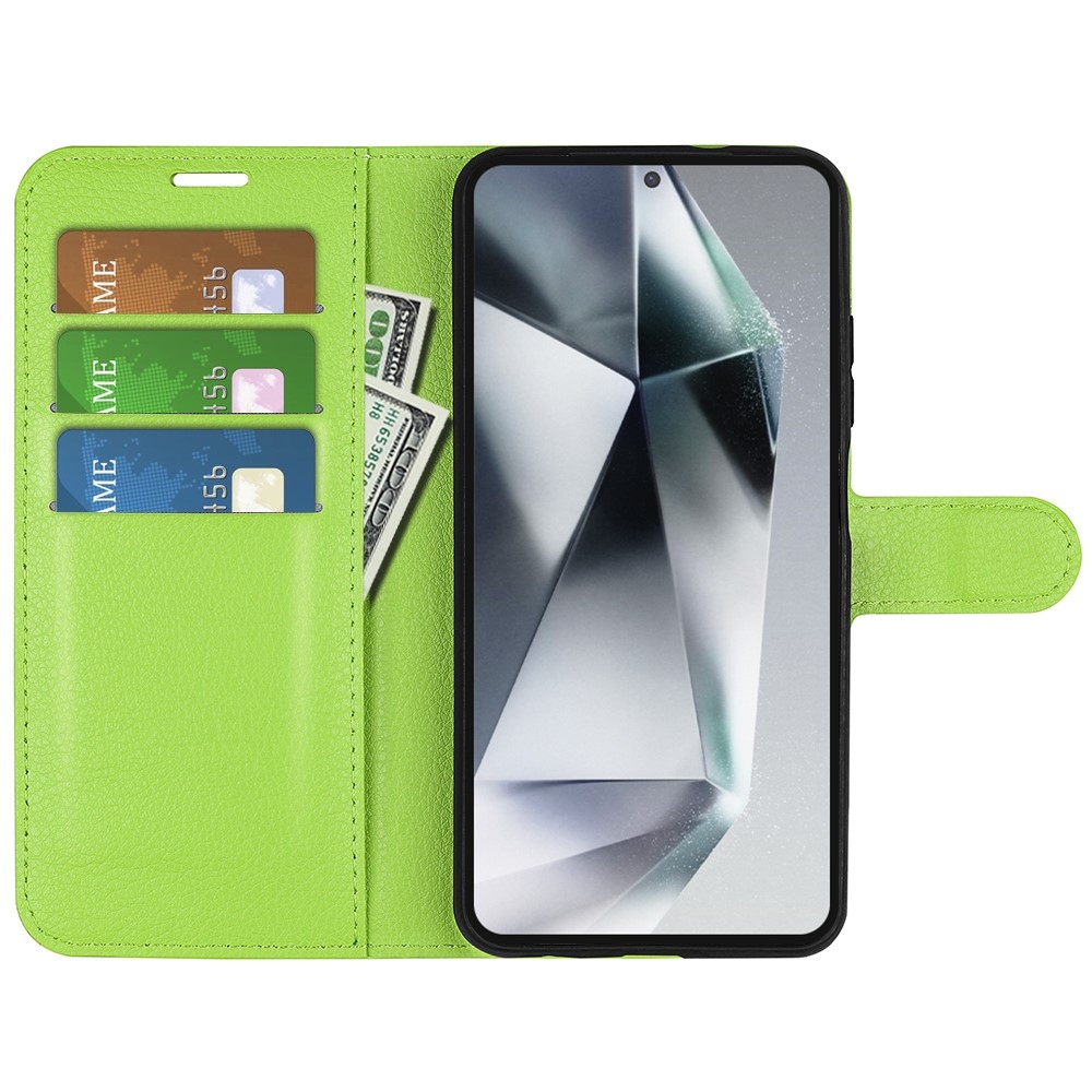 Litchi könyv tok Samsung Galaxy S25 Ultra készülékhez - zöld