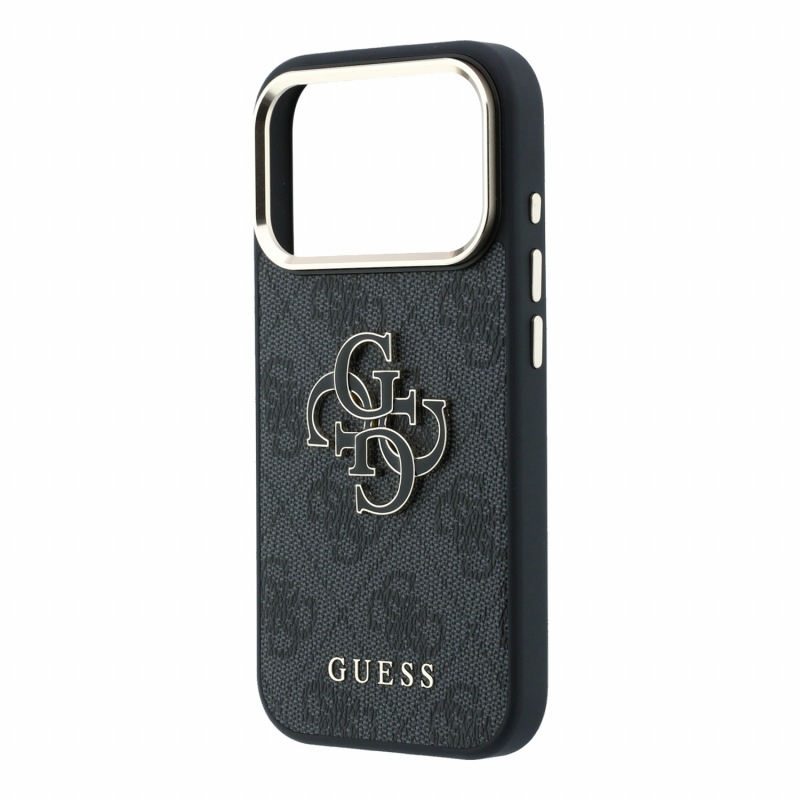 Guess PU 4G Resin Metal Logo hátsó tok iPhone 18 Pro-hoz, fekete