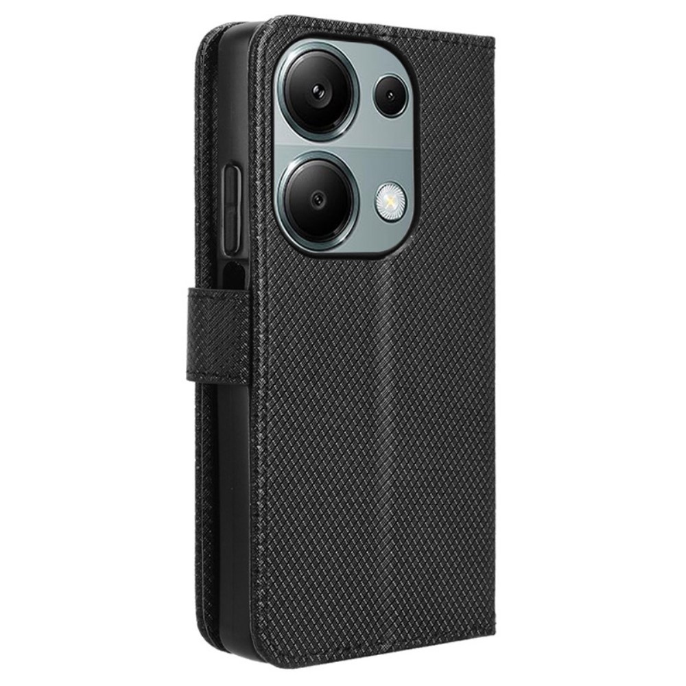 Gyémánt könyv tok Xiaomi Redmi Note 14S/Note 13 Pro 4G/Poco M6 Pro - fekete