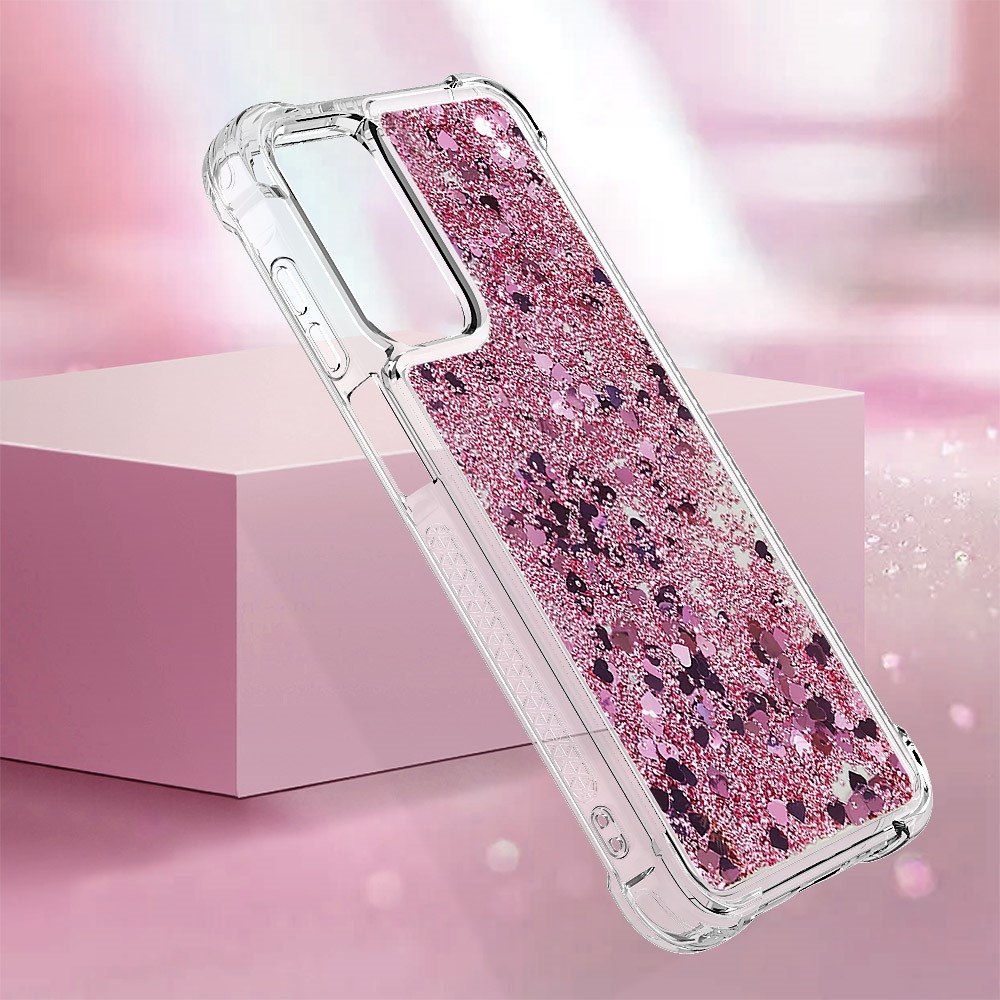 Glitter homokóra zselés tok Samsung Galaxy A26 5G - rózsaarany/szív