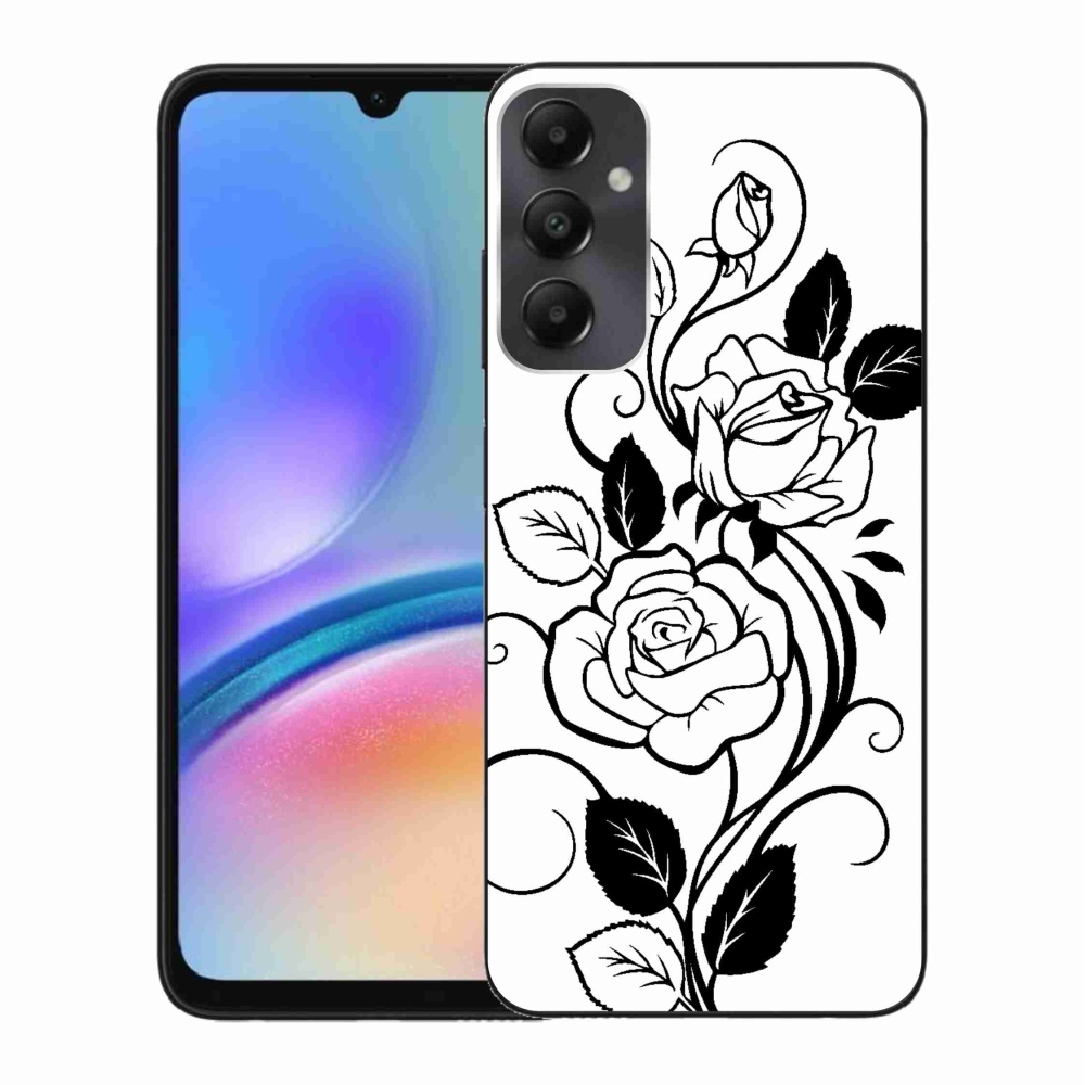 Zselés borítás mmCase Samsung Galaxy A05s készülékhez - fekete és fehér rózsa