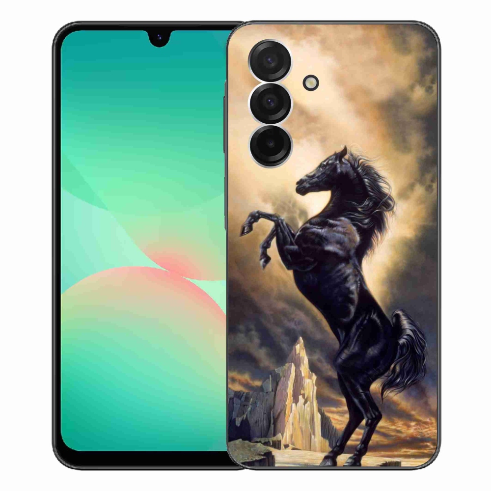 Zselés borítás mmCase Samsung Galaxy A26 5G - fekete rajzfilm lóhoz