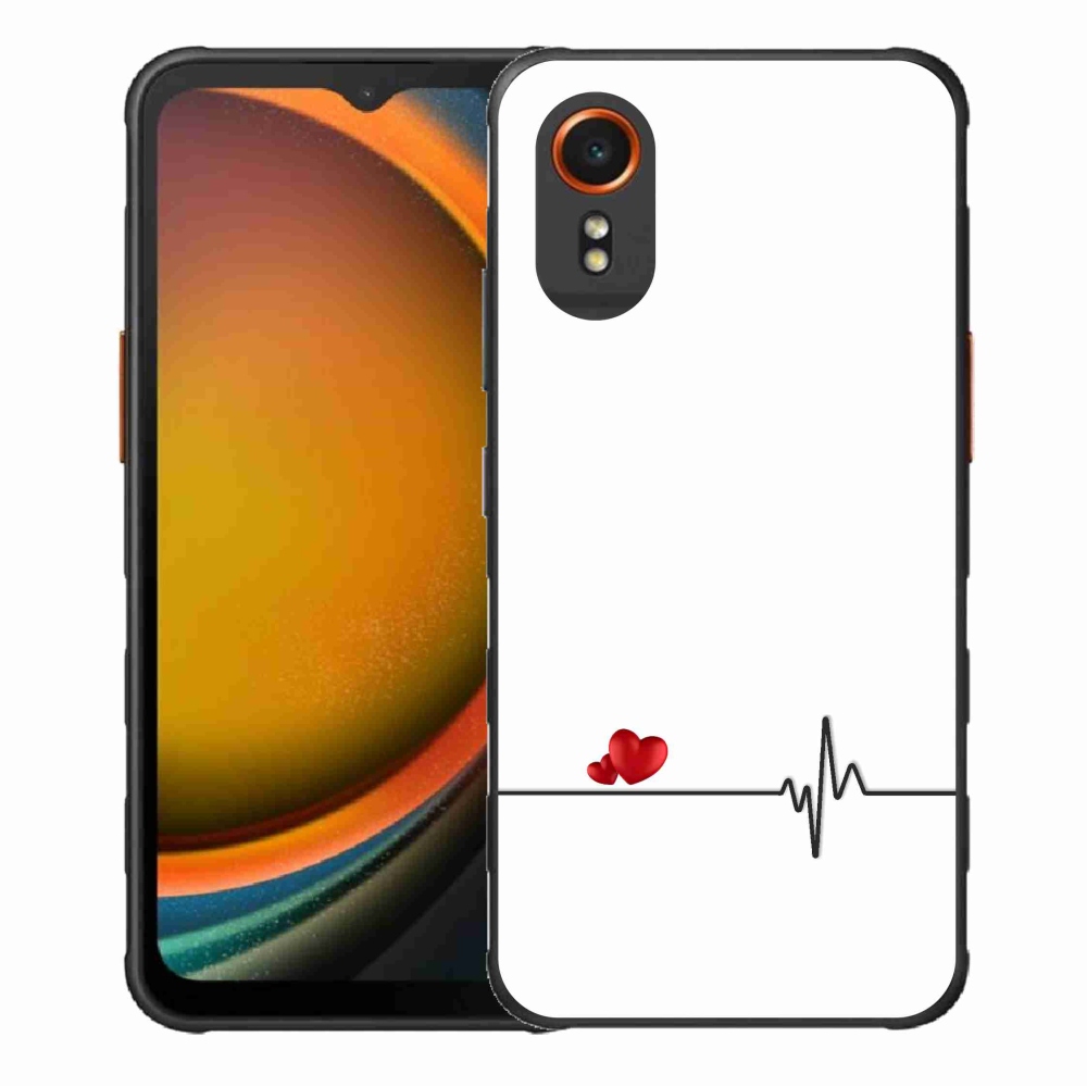 Gél borító mmCase Samsung Galaxy Xcover 7 készülékhez - szív és szívverés fehér háttérrel