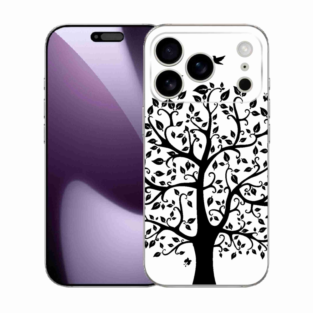 Zselés borítás mmCase iPhone 17 Pro készülékhez - fekete-fehér fa