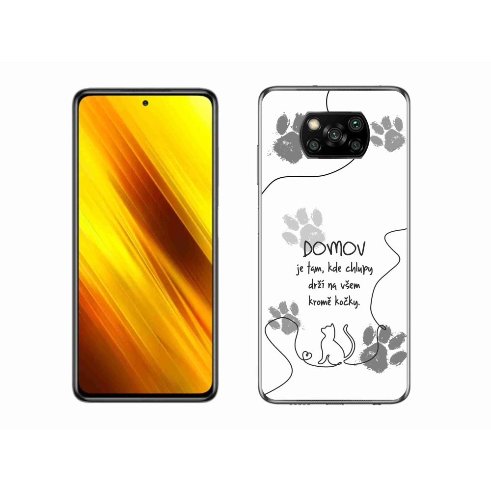 Gél borító mmCase a Xiaomi Poco X3-hoz - macska motívum fehér háttérrel