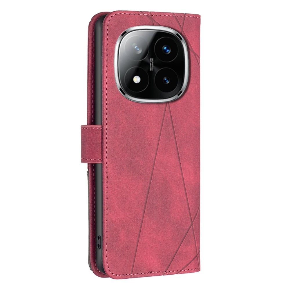 BNF háromszög alakú könyv tok Xiaomi Redmi Note 14 Pro - piros