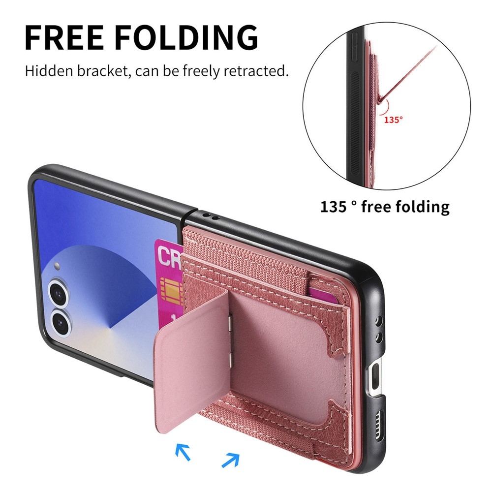 Luxus műanyag borítás műbőrrel a Samsung Galaxy Z Flip7 5G készülékre - rózsaszínű