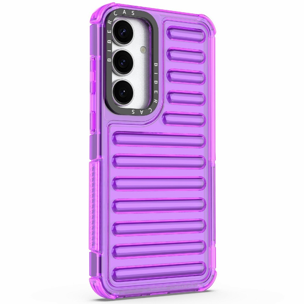 Csíkos tartós borító Samsung Galaxy S25+ készülékhez - lila