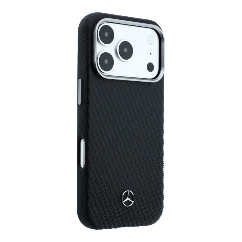 Mercedes PU bőr Semi Wrap MagSafe hátlap iPhone 17 Pro Fekete