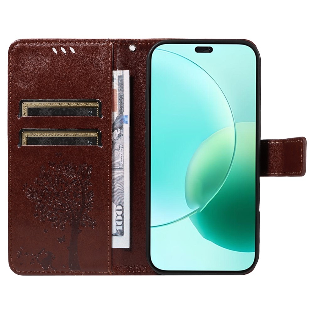 Fák könyvtáska Honor 400 Lite-hoz - barna