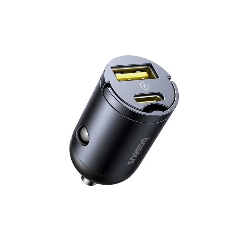 Baseus Tiny Star Mini autós töltő USB-A/USB-C 30 W, Cosmic Black