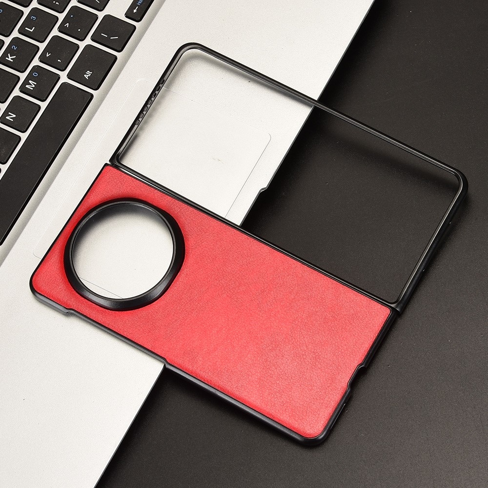 Vintages műanyag tok műbőrrel Honor Magic V5-hez - piros