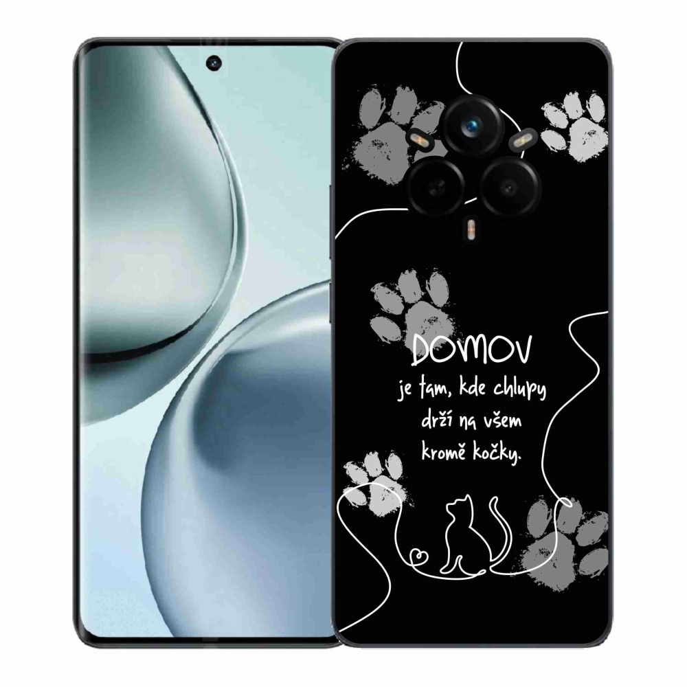 Gél borító mmCase a Realme 14 Pro 5G készülékhez - macska motívum fekete háttérrel