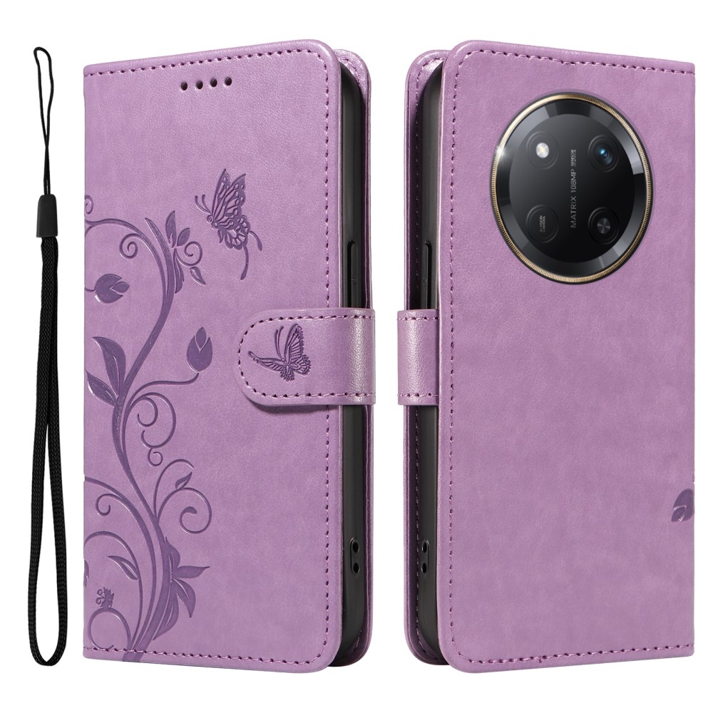 Virágok könyvtáska Honor Magic 7 Lite 5G - világos lila