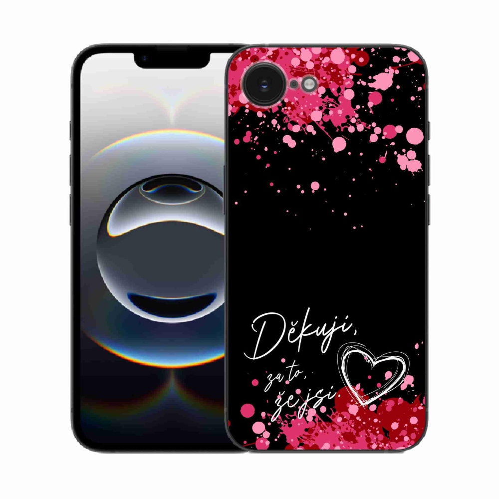 Gél borítás mmCase iPhone 16e készülékhez - text in love 2 fekete háttér