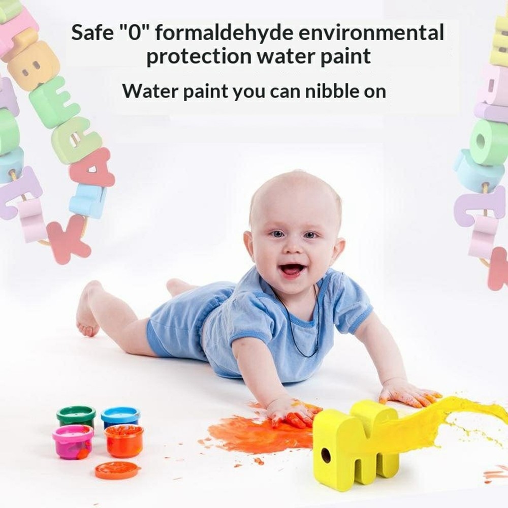 Fából készült gyöngyfűző gyerekeknek (65 db) dobozban