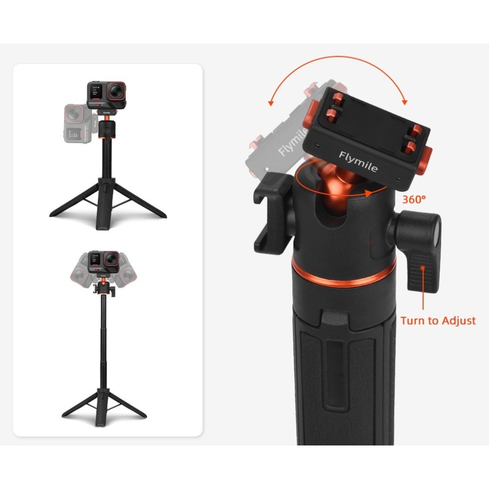 FLYMILE mágneses szelfibot állvánnyal Insta360 Ace Pro, X5 és X3 készülékekhez