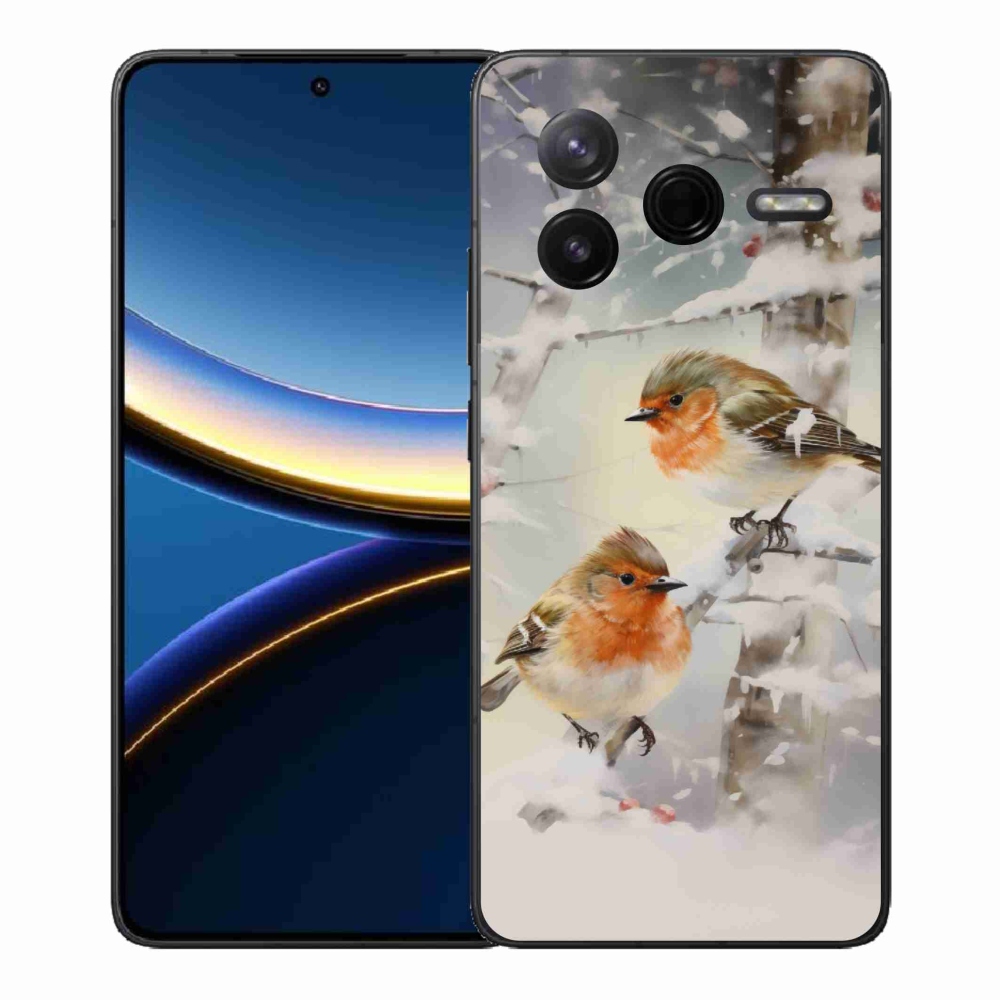 Gél borítás mmCase a Xiaomi Poco F7 Pro számára - madarak télen