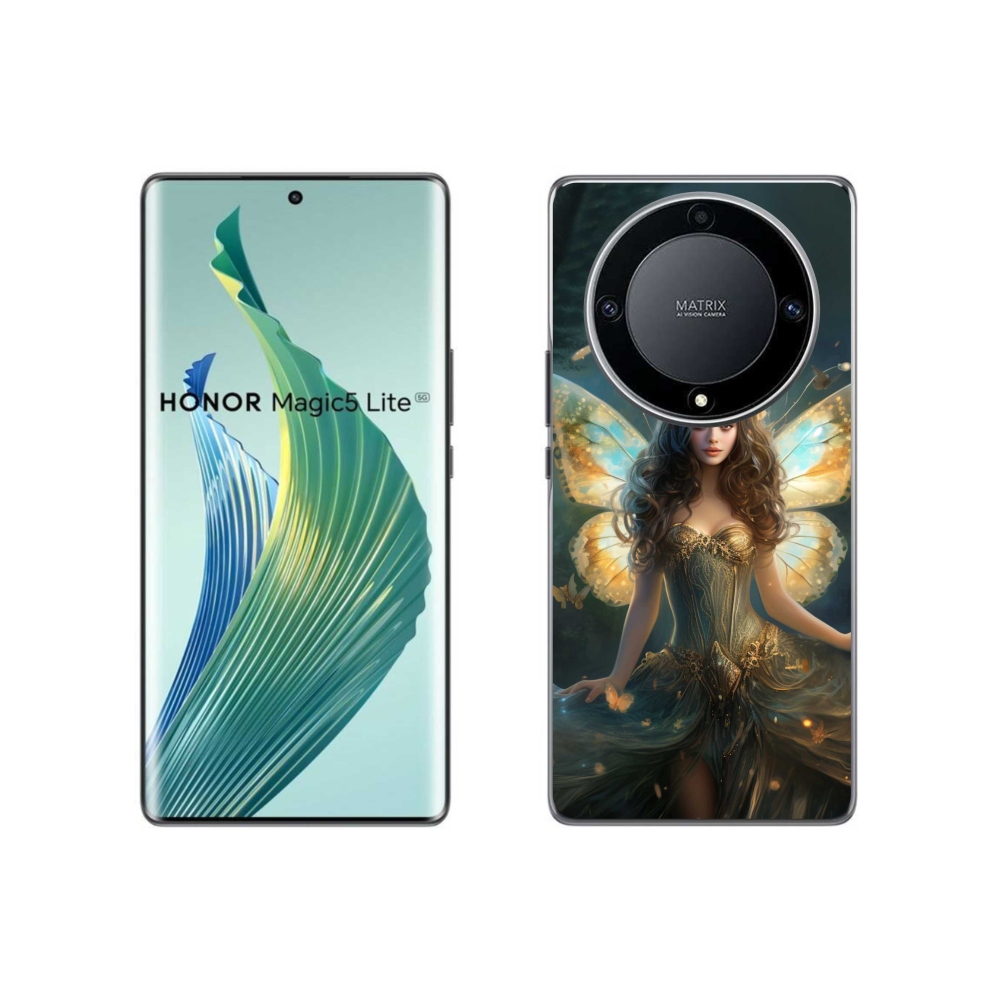 Gél borítás mmCase a Honor Magic 5 Lite 5G számára - pillangó nő