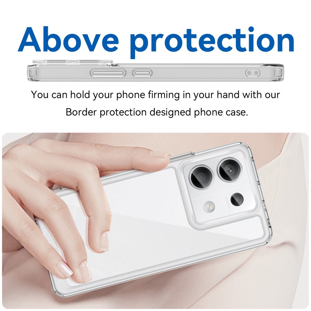 Gél tok kemény hátlappal a Xiaomi Redmi Note 13 Pro 5G/Poco X6 5G számára - átlátszó