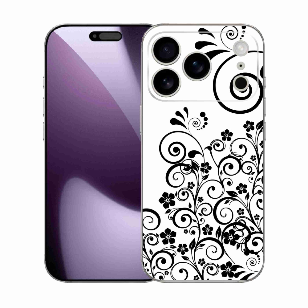 Zselés borítás mmCase iPhone 17 Pro készülékhez - fekete és fehér virágminták