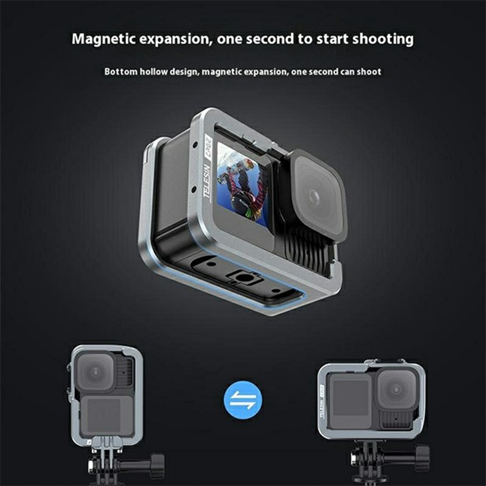 TELESIN fém védőkeret GoPro Hero 13/12/11 kamerákhoz függőleges rögzítéssel