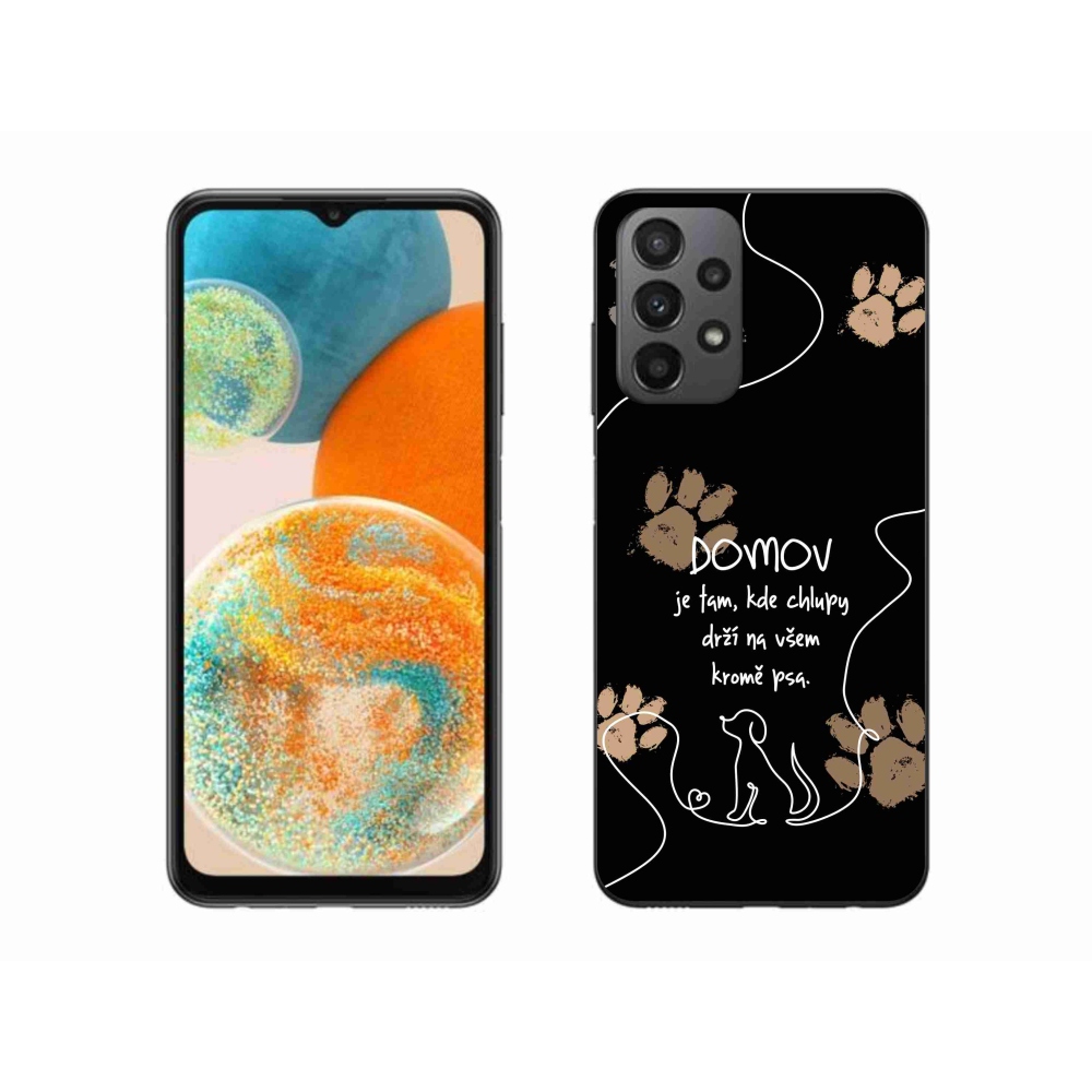 Gél borítás mmCase Samsung Galaxy A23 4G/5G készülékhez - kutya motívum fekete háttérrel