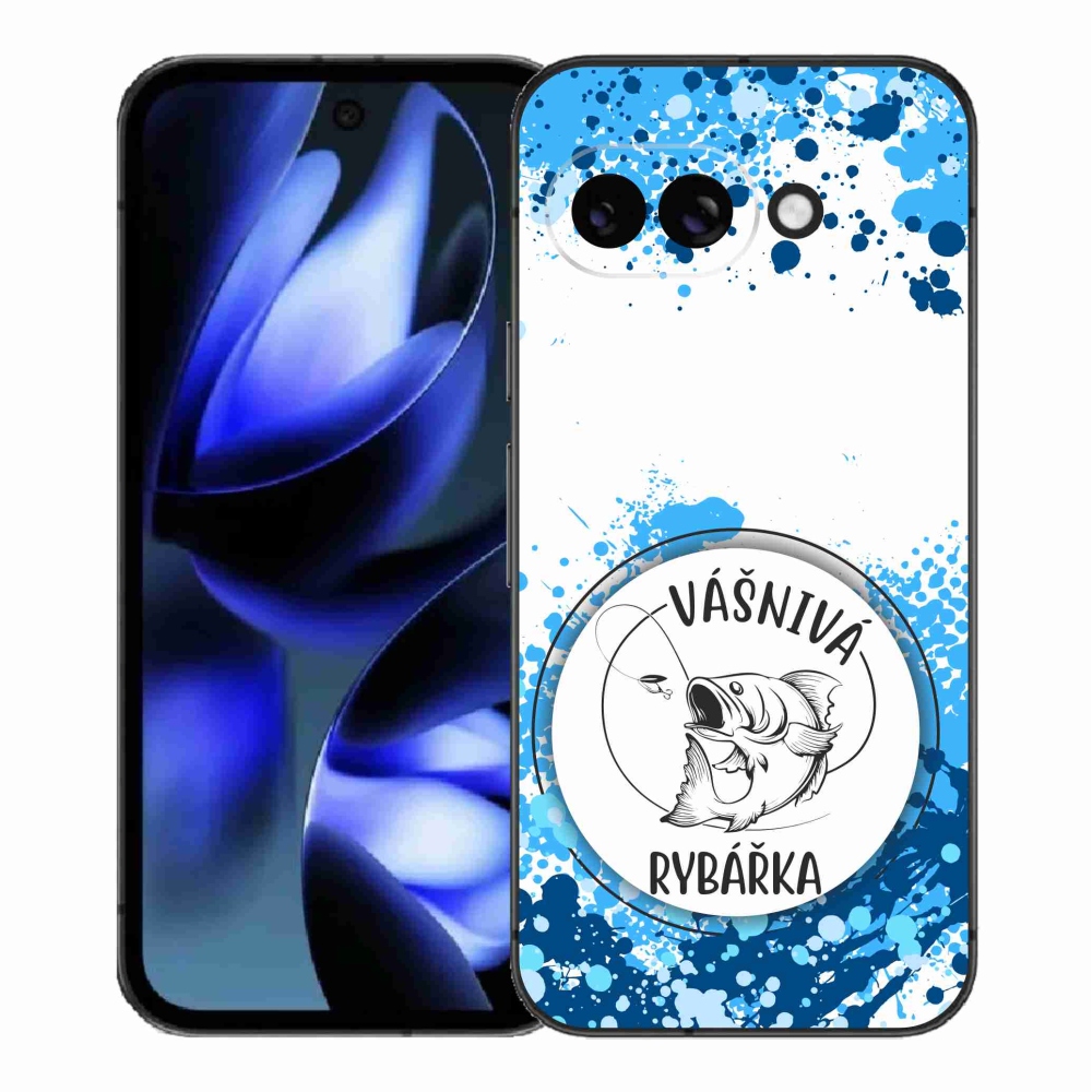 Gél borítás mmCase a Google Pixel 9a számára - szenvedélyes halász fehér háttérrel