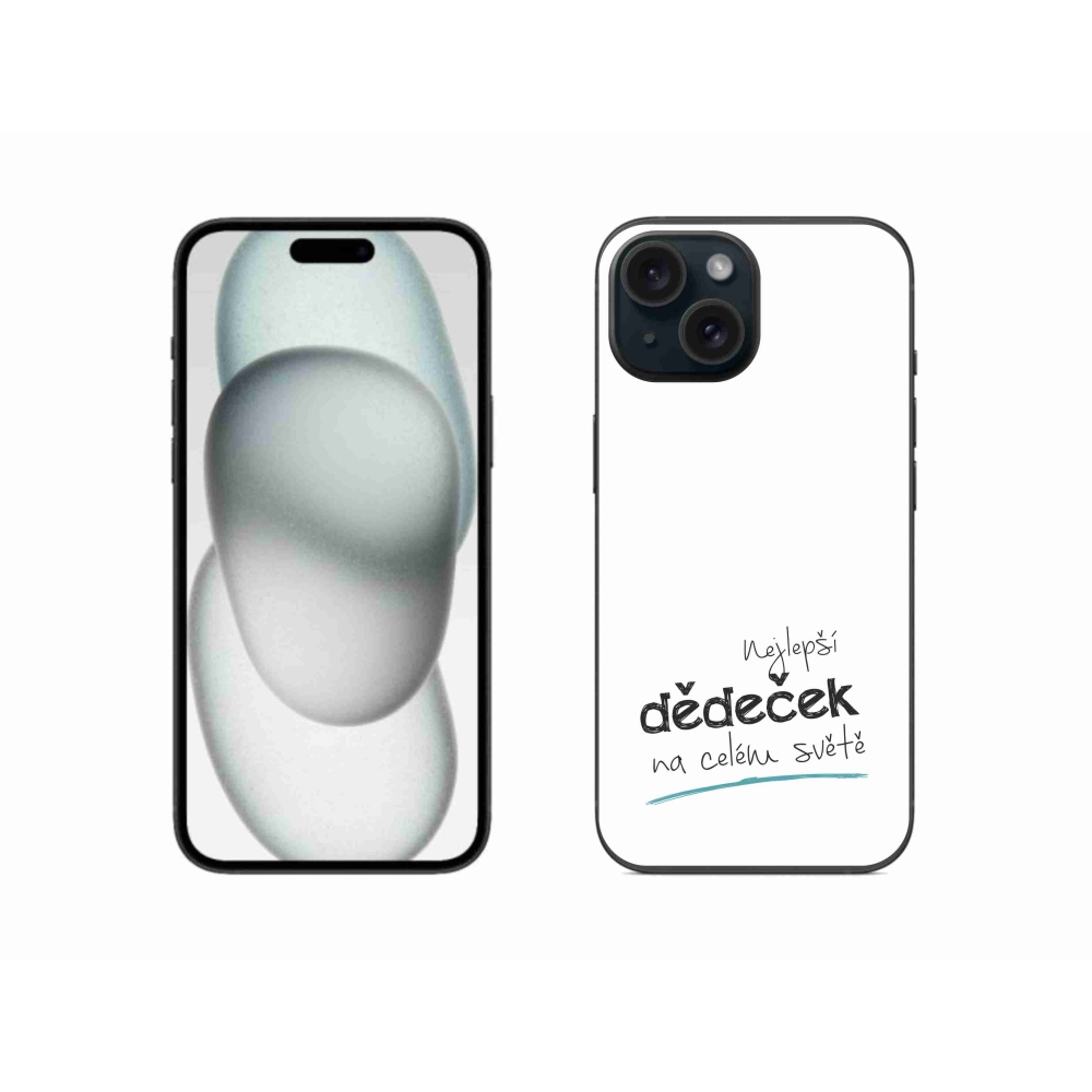 Gél borító mmCase iPhone 15 - a legjobb nagypapa 3 fehér háttérrel