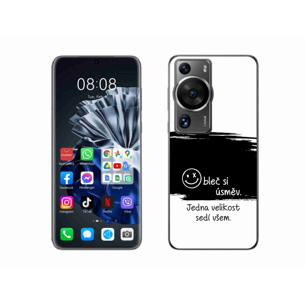 Gél borító mmCase a Huawei P60 Pro készülékhez - vicces szöveg 8 fekete és fehér háttérrel