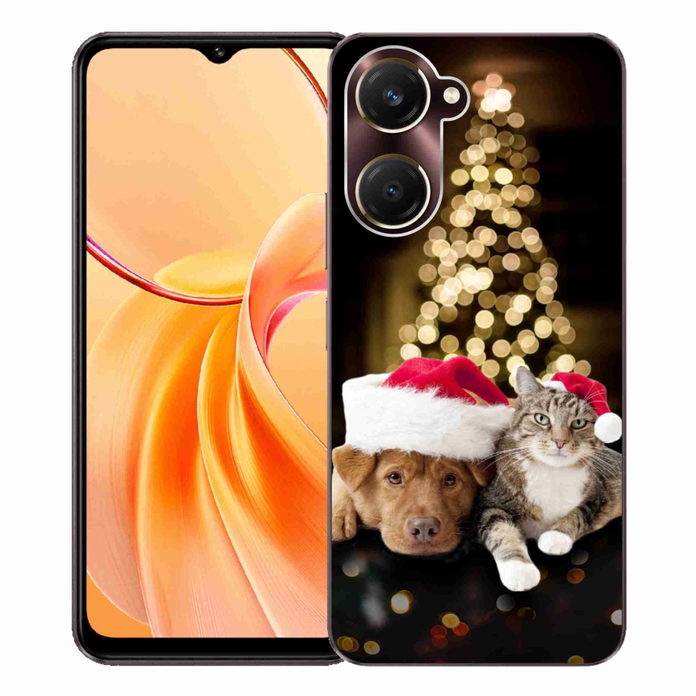 Gél borító mmCase a Vivo Y28s 5G-n - Karácsonyi kutya és macska