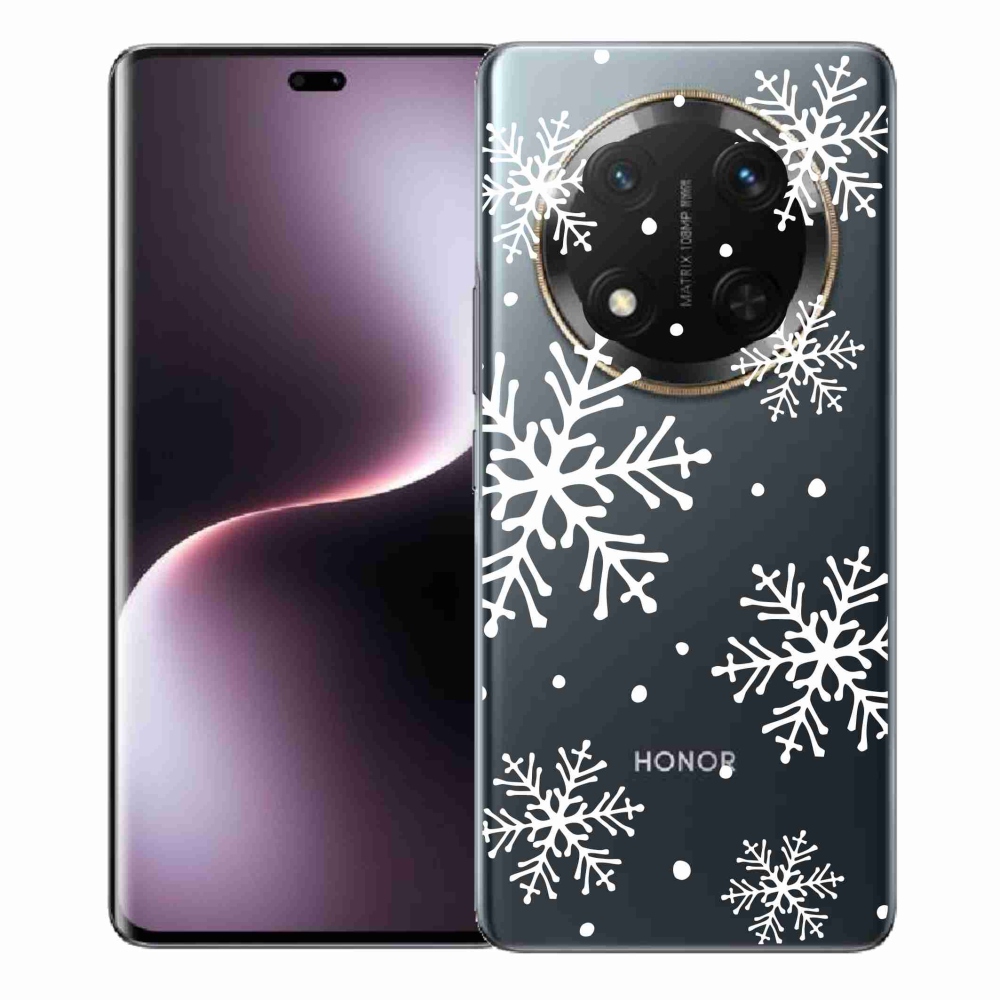 Zselés borítás mmCase a Honor Magic 7 Lite 5G készülékhez - fehér pelyhek átlátszó háttéren