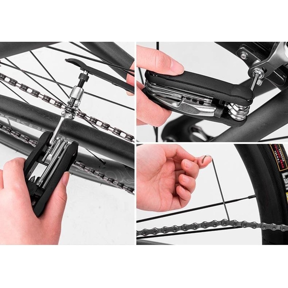 Kompakt 16 az 1-ben kerékpárszerszám a gyors kerékpárjavításhoz