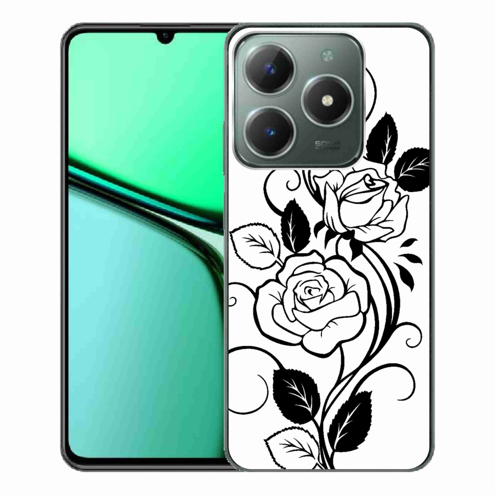 Zselés borítás mmCase a Realme C61 készülékhez - fekete és fehér rózsa